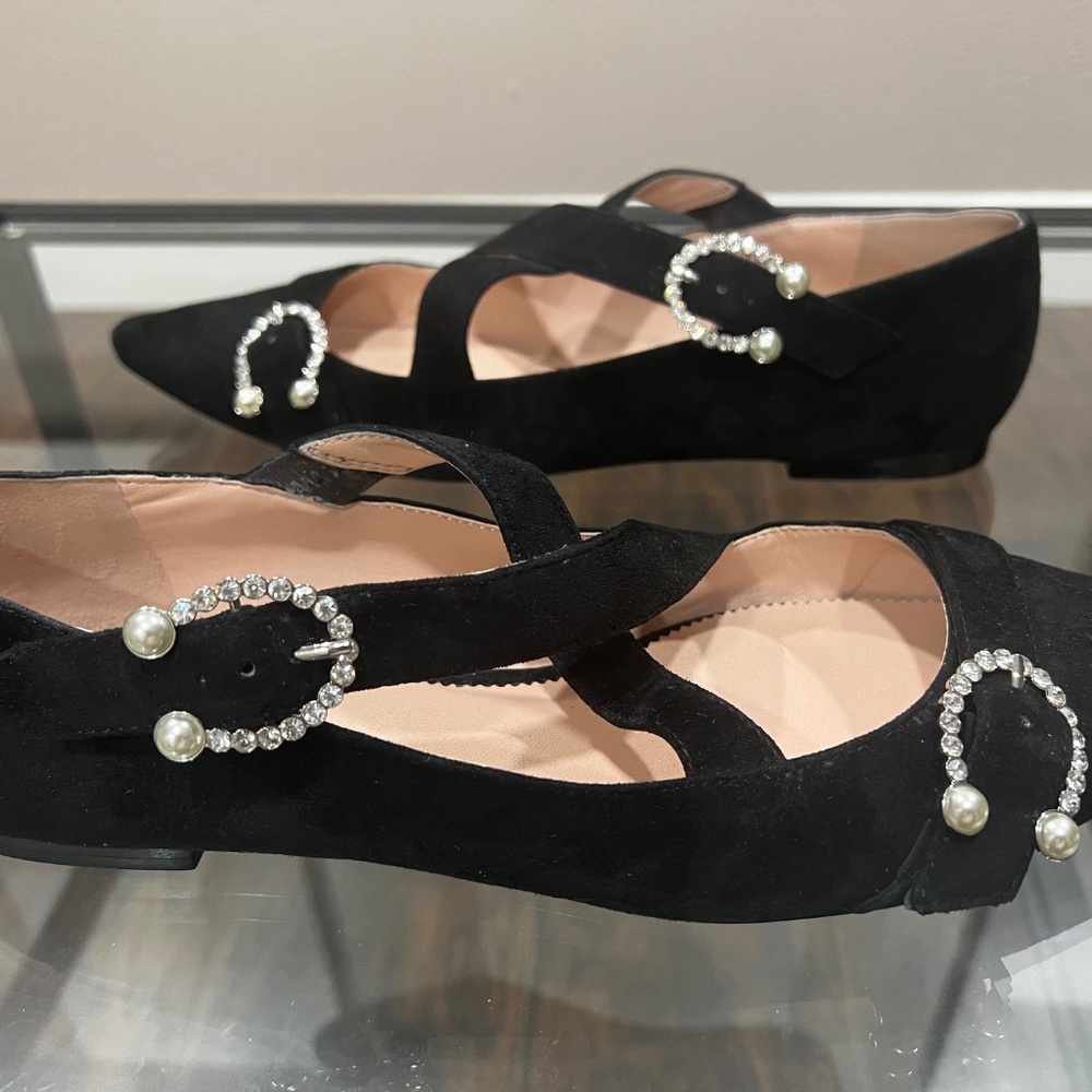 J. Crew Marina Suede Flat with Cross Straps